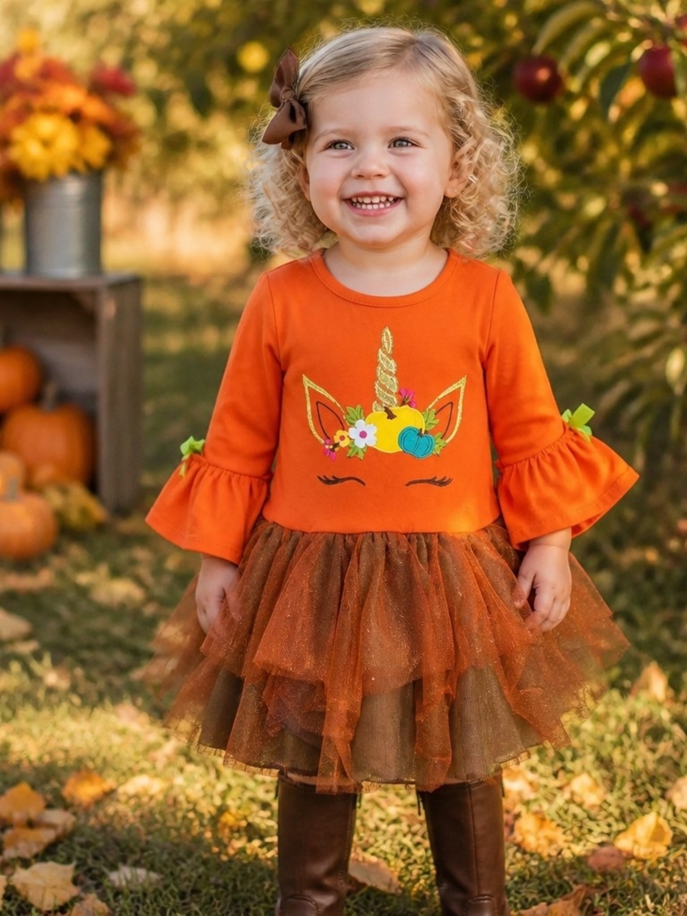 Emily Rose Orange Unicorn Pumpkin Tutu Costume Dress Sz 18 Months